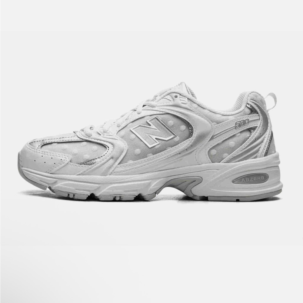 New Balance 530 White Silver Metallic Polka Dots U530HFW Women 8.5
